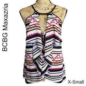 BCBGMaxazria Sleeveless Sexy Keyhole Front Halter style Top XS NWOT